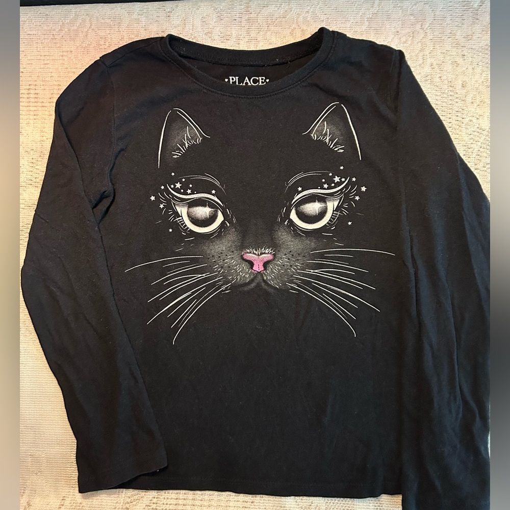 5 for $25 - Children’s Place Black Cat Face Long Sleeve Shirt